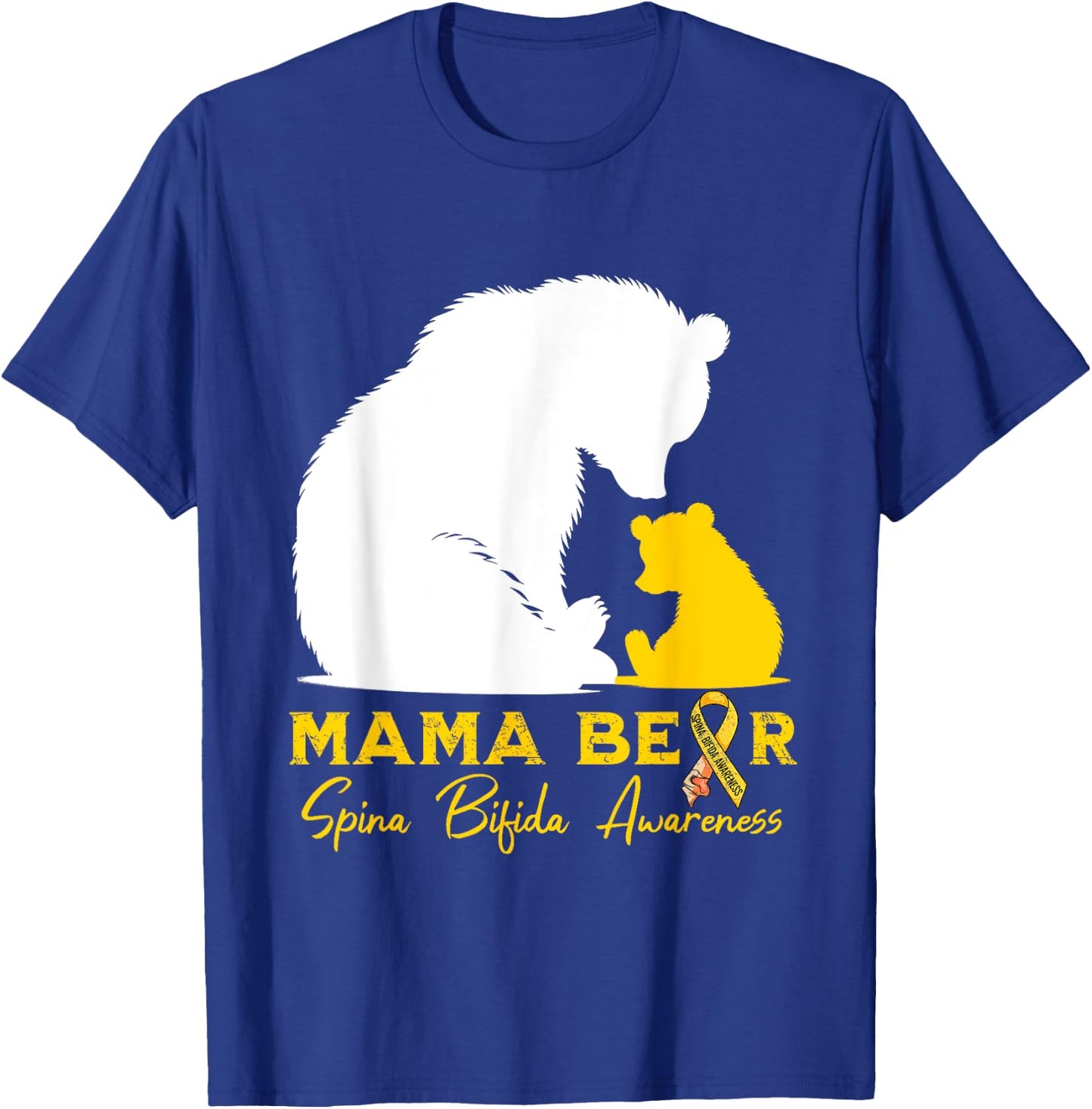 Mama-Bear Spina Bifida Awareness Yellow Ribbon T-Shirt - T-Shirt | Royal