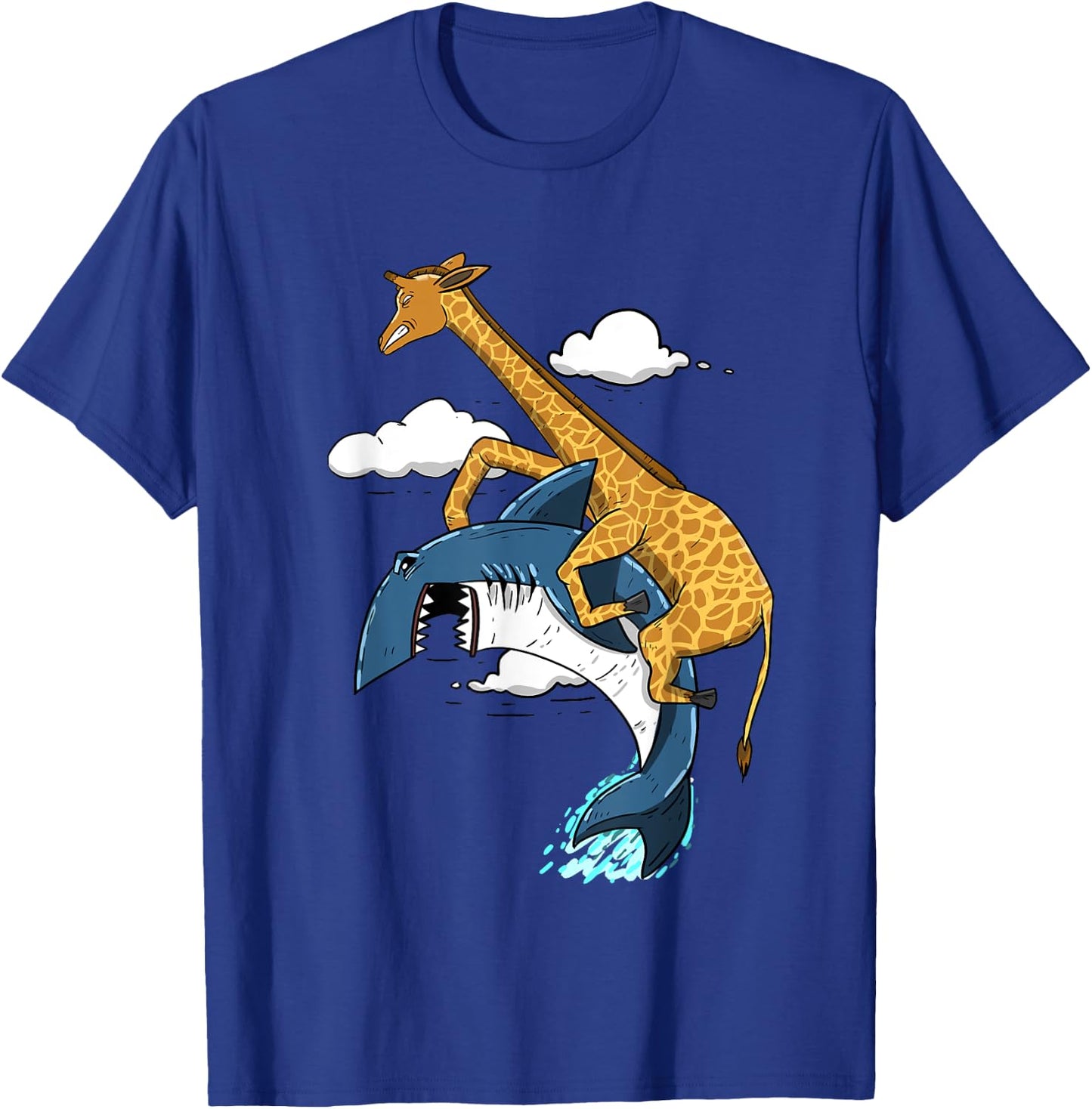 Giraffe Riding Shark Funny Animal Lover Girls Gift T-Shirt - T-Shirt | Royal