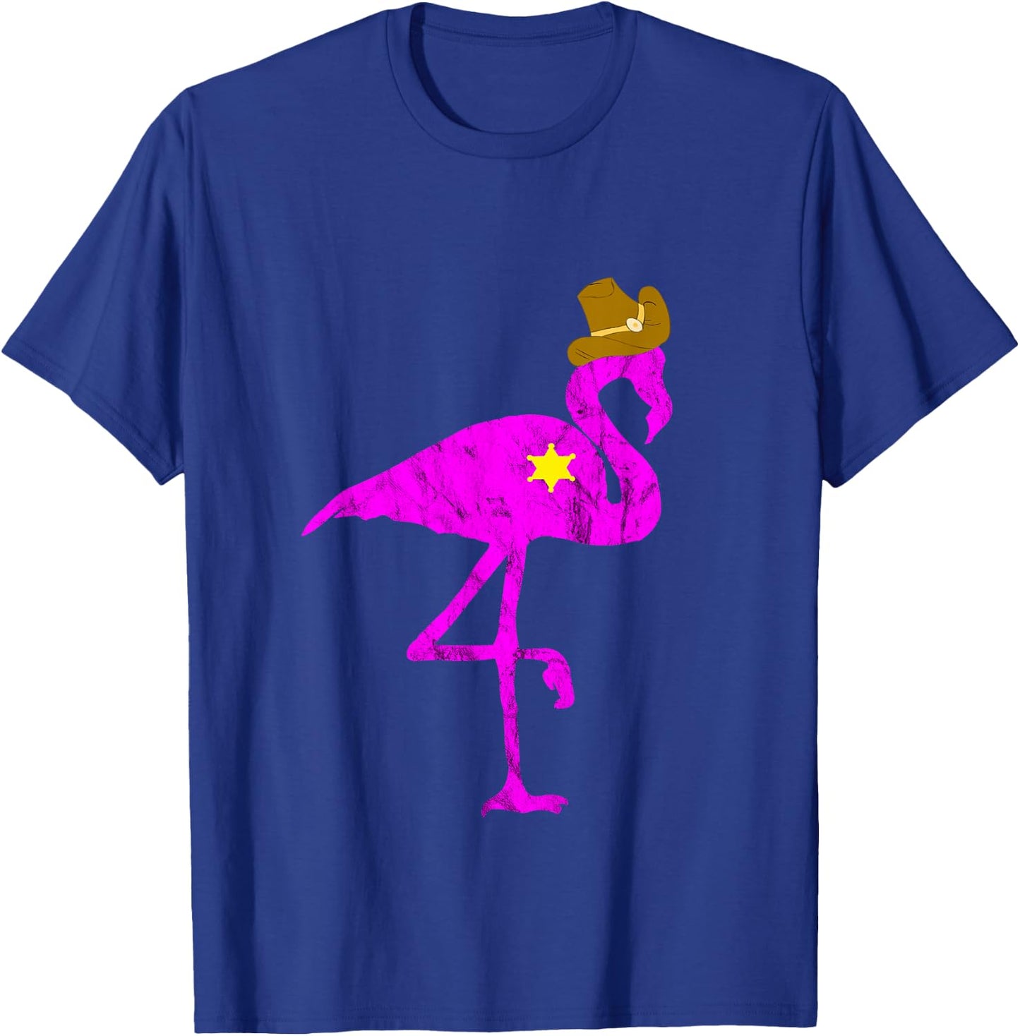Cowboy Flamingo Exotic Bird Flamazing Sheriff Rancher T-Shirt - T-Shirt | Royal
