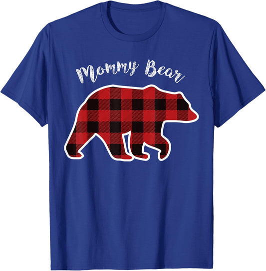 MOMMY BEAR | Women Red Plaid Christmas Pajama Mom Gift T-Shirt - T-Shirt | Royal