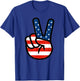 Fourth 4th of July Shirt American Flag Peace Sign Hand T-Shirt - T-Shirt | Royal