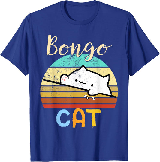 vintage sunset Bongo Cat cute Gamer meme gift Women Kids T-Shirt - T-Shirt | Royal