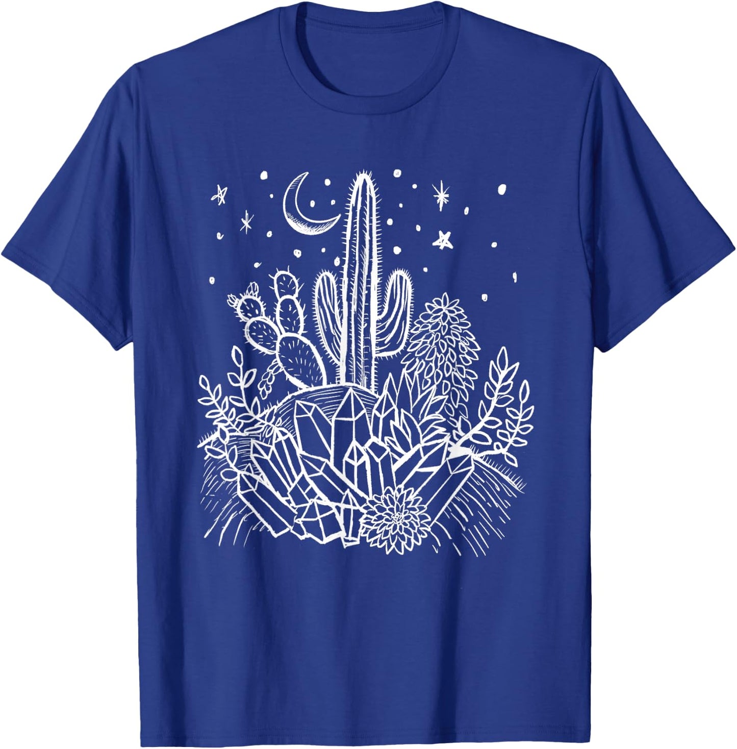 Cactus, Crystals, Succulents Desert Moon Witchy Goth T-Shirt - T-Shirt | Royal