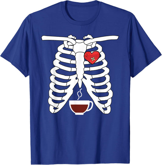 Halloween Skeleton X-Ray Coffee Lovers T-Shirt - T-Shirt | Royal
