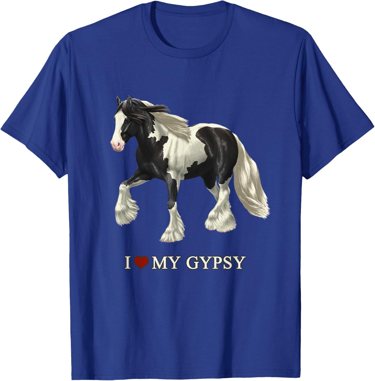 I Love My Black Pinto Gypsy Vanner Horse T-Shirt - T-Shirt | Royal