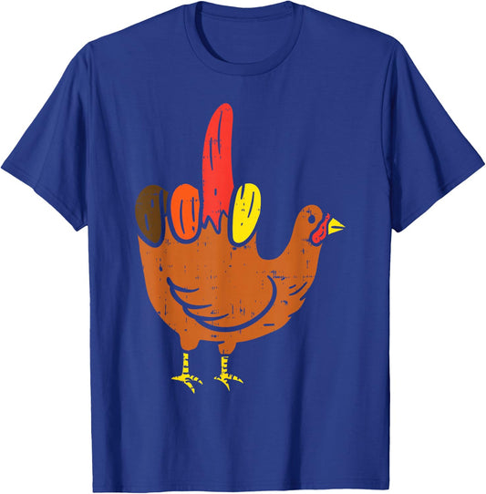 Middle Finger Hand Turkey Funny Offensive Thanksgiving Gift T-Shirt - T-Shirt | Royal