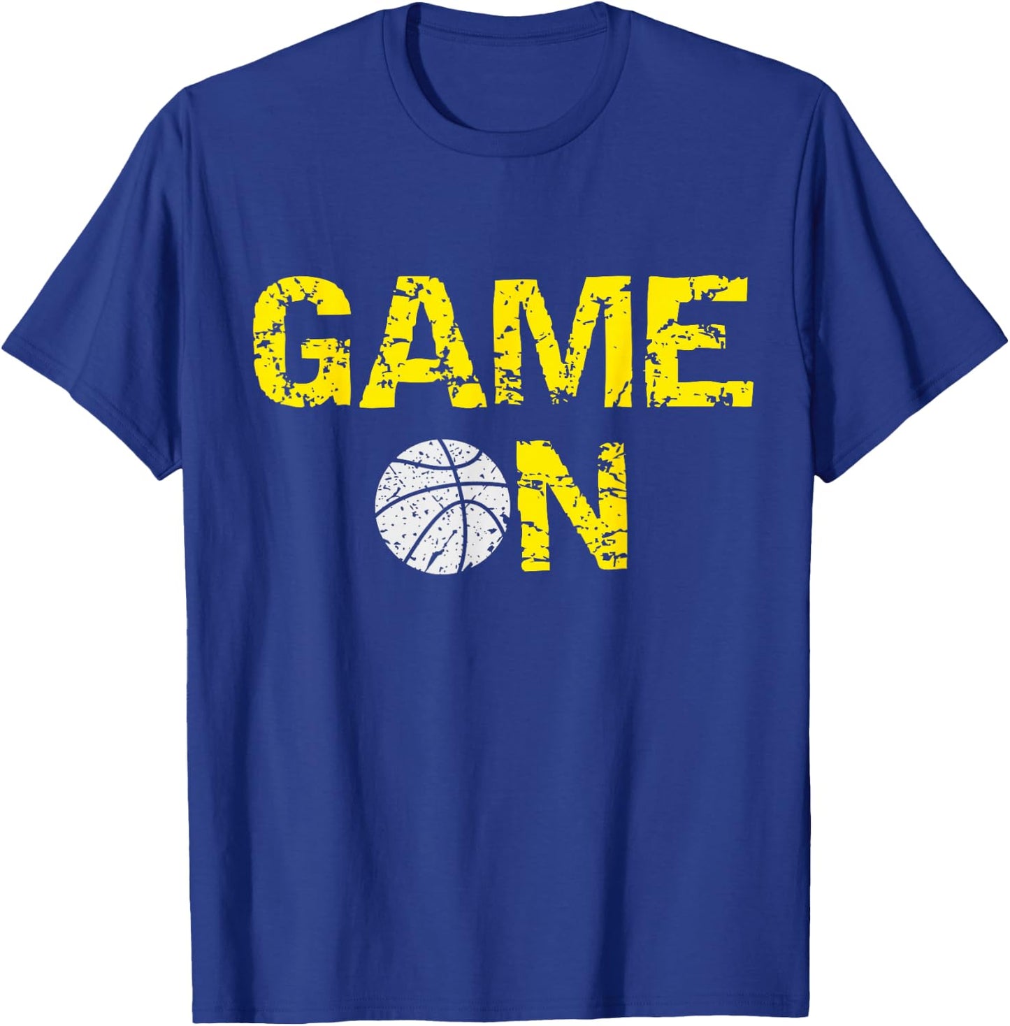Game On Basketball; Blue Black Yellow Gold Team Colors T-Shirt - T-Shirt | Royal
