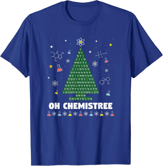 OH CHEMISTREE Periodic Table Chemistry Christmas Tree T-Shirt - T-Shirt | Royal