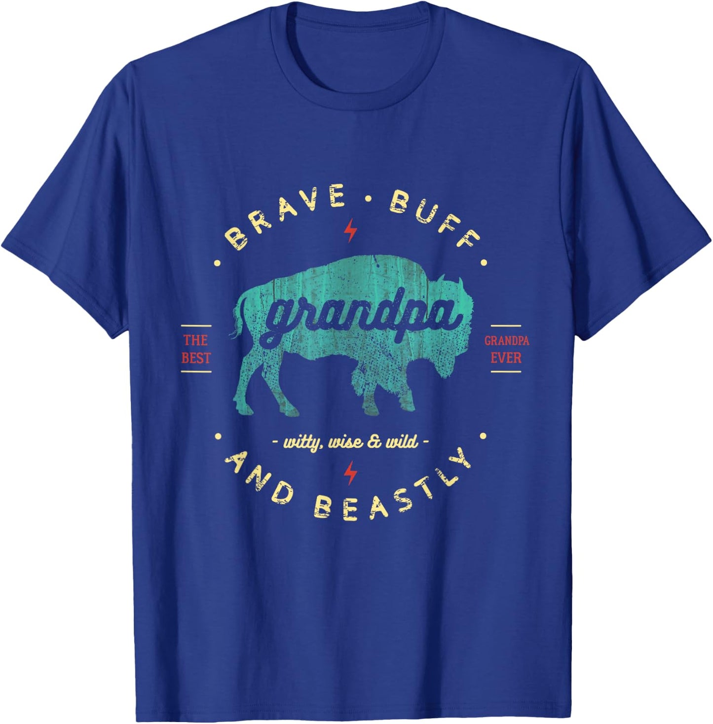 Grandfather Gift Shirt: Grandpa Vintage Retro Buffalo Bison T-Shirt - T-Shirt | Royal