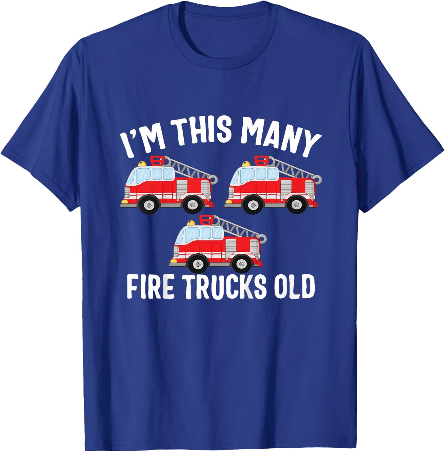 3 Year Old Firefighter Birthday Party Fire Truck 3rd Gift T-Shirt - T-Shirt | Royal
