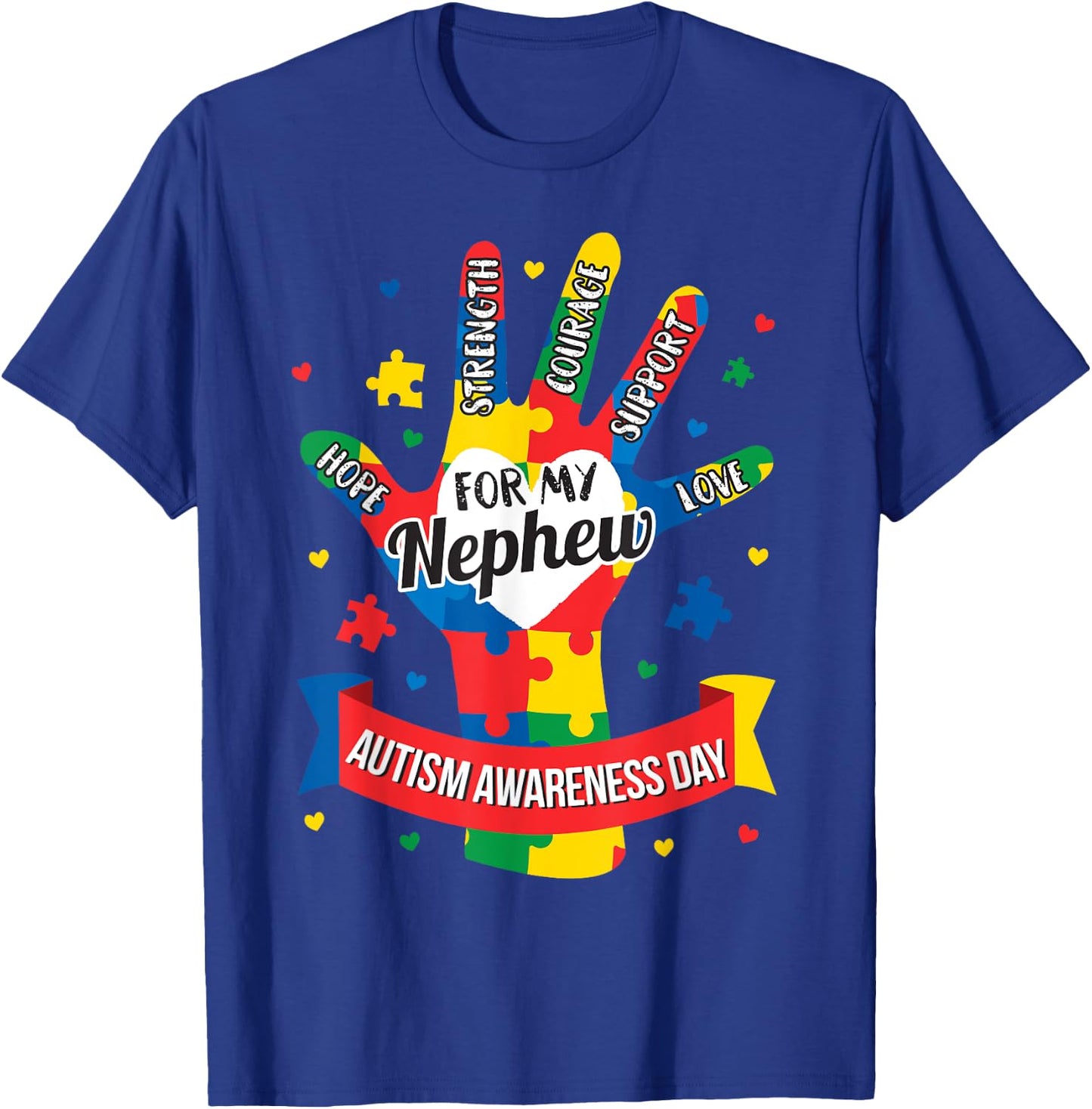 Autism Awareness Shirt Nephew Aunt Uncle Puzzle Boys T-Shirt - T-Shirt | Royal