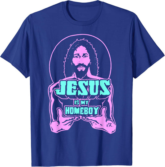 Jesus Is My Homeboy 80s Colours T-Shirt - T-Shirt | Royal