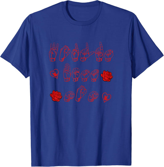 ASL American Sign Language - Worlds Best Mom T shirt T-Shirt - T-Shirt | Royal
