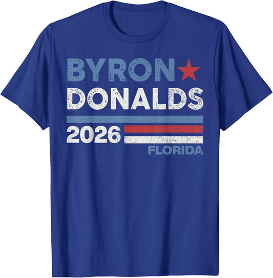 Byron Donalds Florida Governor 2026 US Flag Retro Men Women T-Shirt - T-Shirt | Royal