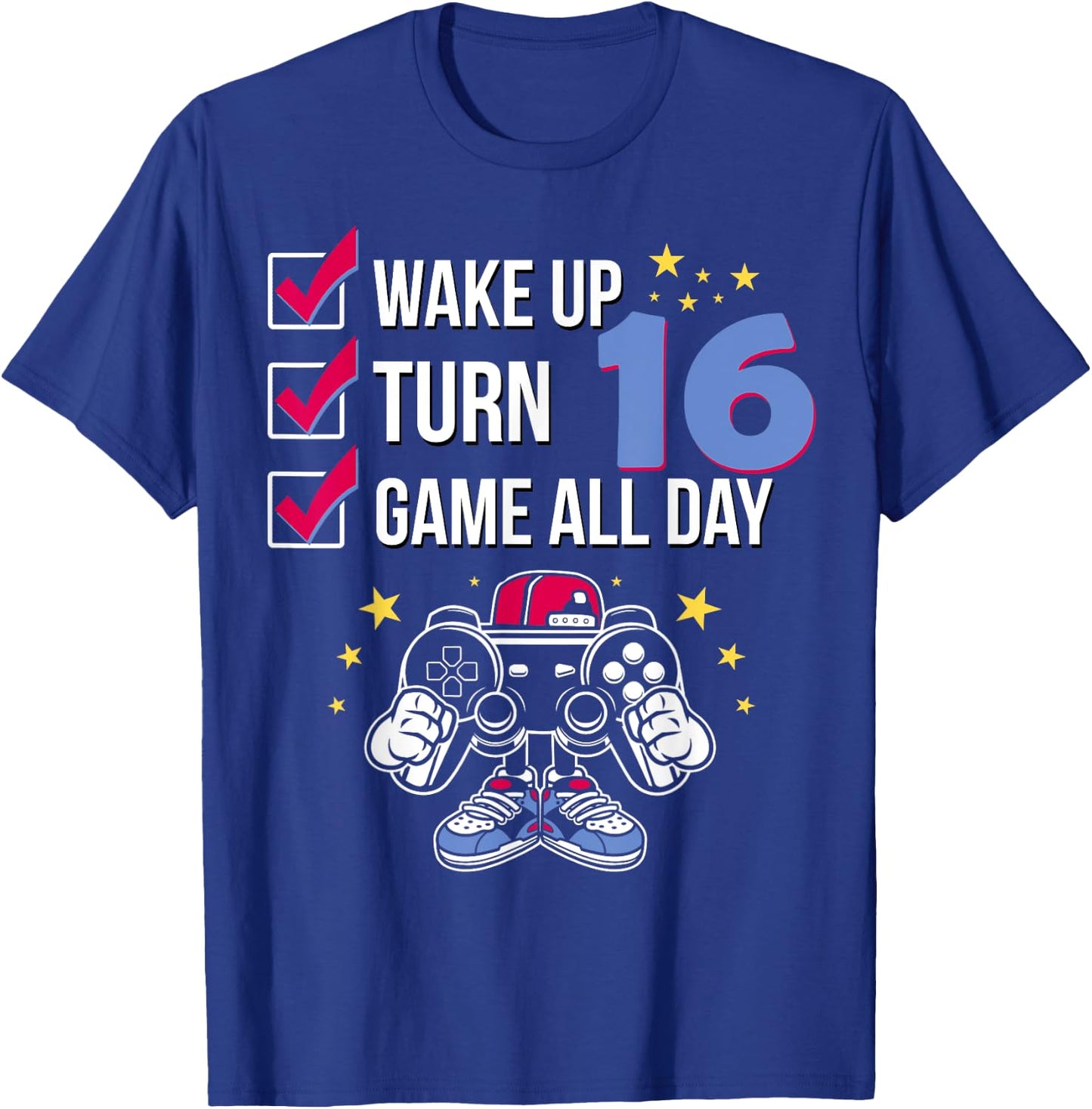 Gamer Birthday Shirt 16 Years Old Level 16 Unlocked Boy Gift T-Shirt - T-Shirt | Royal