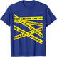 TICKLE Graphic Caution Tape Warning -Adults Black Small Modern Graphic Caution Tape Short Sleeve T-Shirt - T-Shirt | Royal