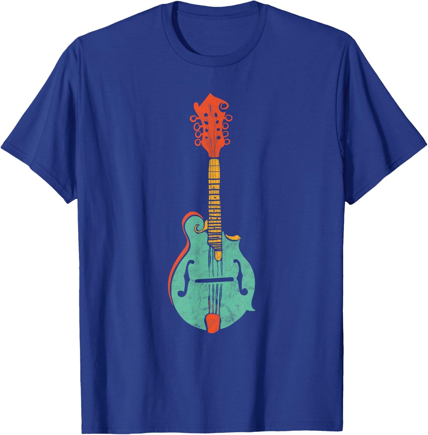 Funky Retro Mandolin Minimalist String Instrument Graphic T-Shirt - T-Shirt | Royal