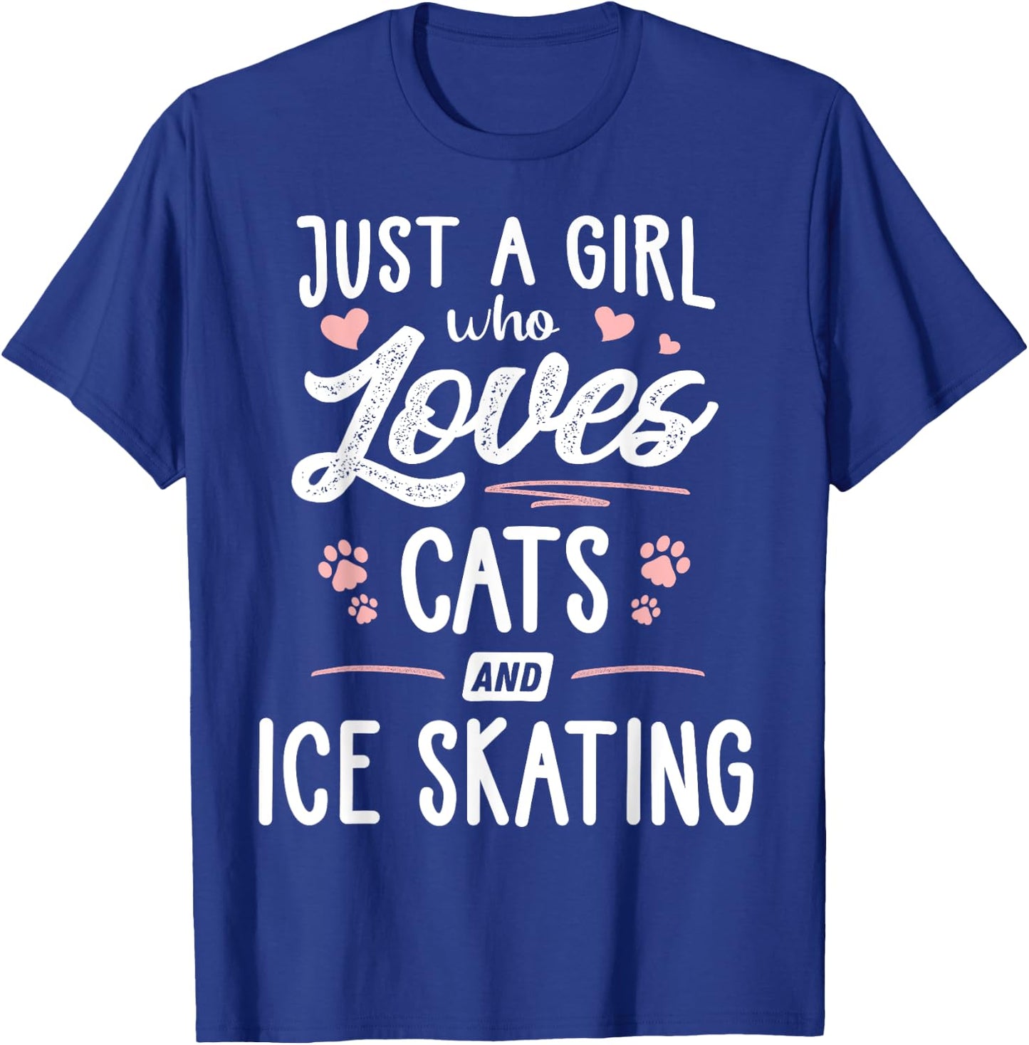 Just A Girl Who Loves Cats And Ice Skating Gift Cat Lover T-Shirt - T-Shirt | Royal