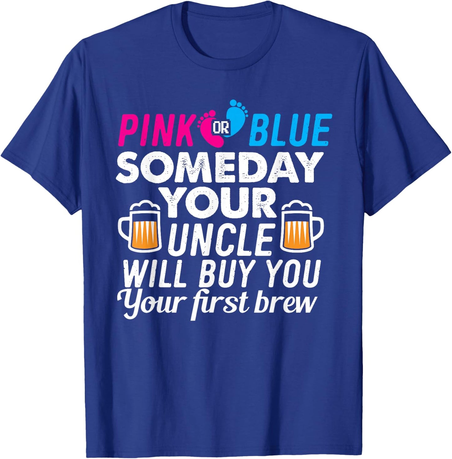 Uncle Gender Reveal Party Pink Blue Boy Girl T-Shirt - T-Shirt | Royal