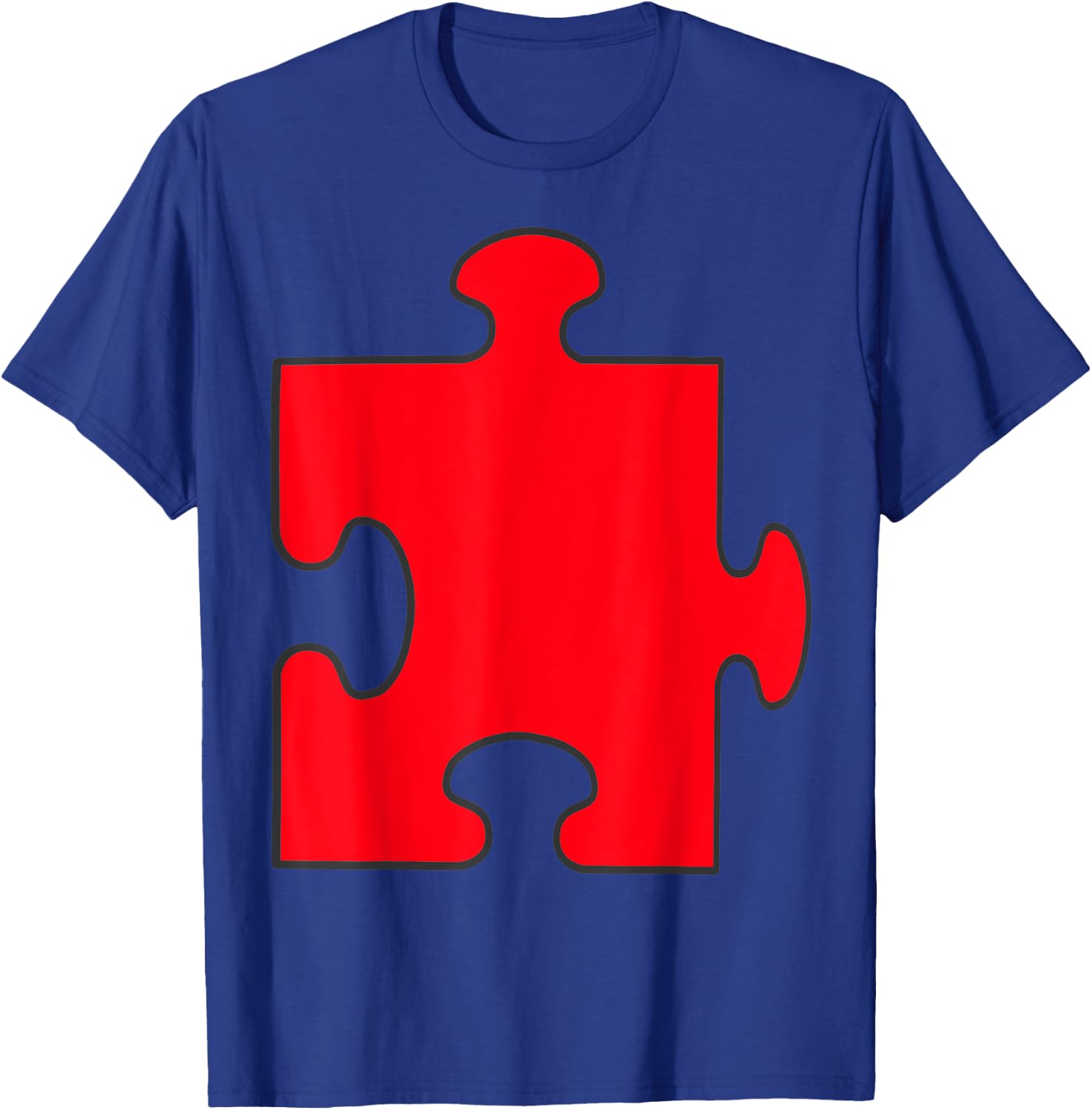 Halloween Group Couple Costumes - Red Puzzle Piece Costume T-Shirt - T-Shirt | Royal