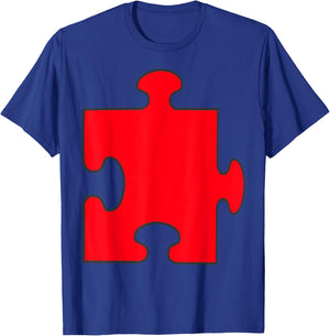 Halloween Group Couple Costumes - Red Puzzle Piece Costume T-Shirt - T-Shirt | Royal