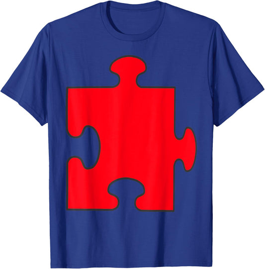 Halloween Group Couple Costumes - Red Puzzle Piece Costume T-Shirt - T-Shirt | Royal