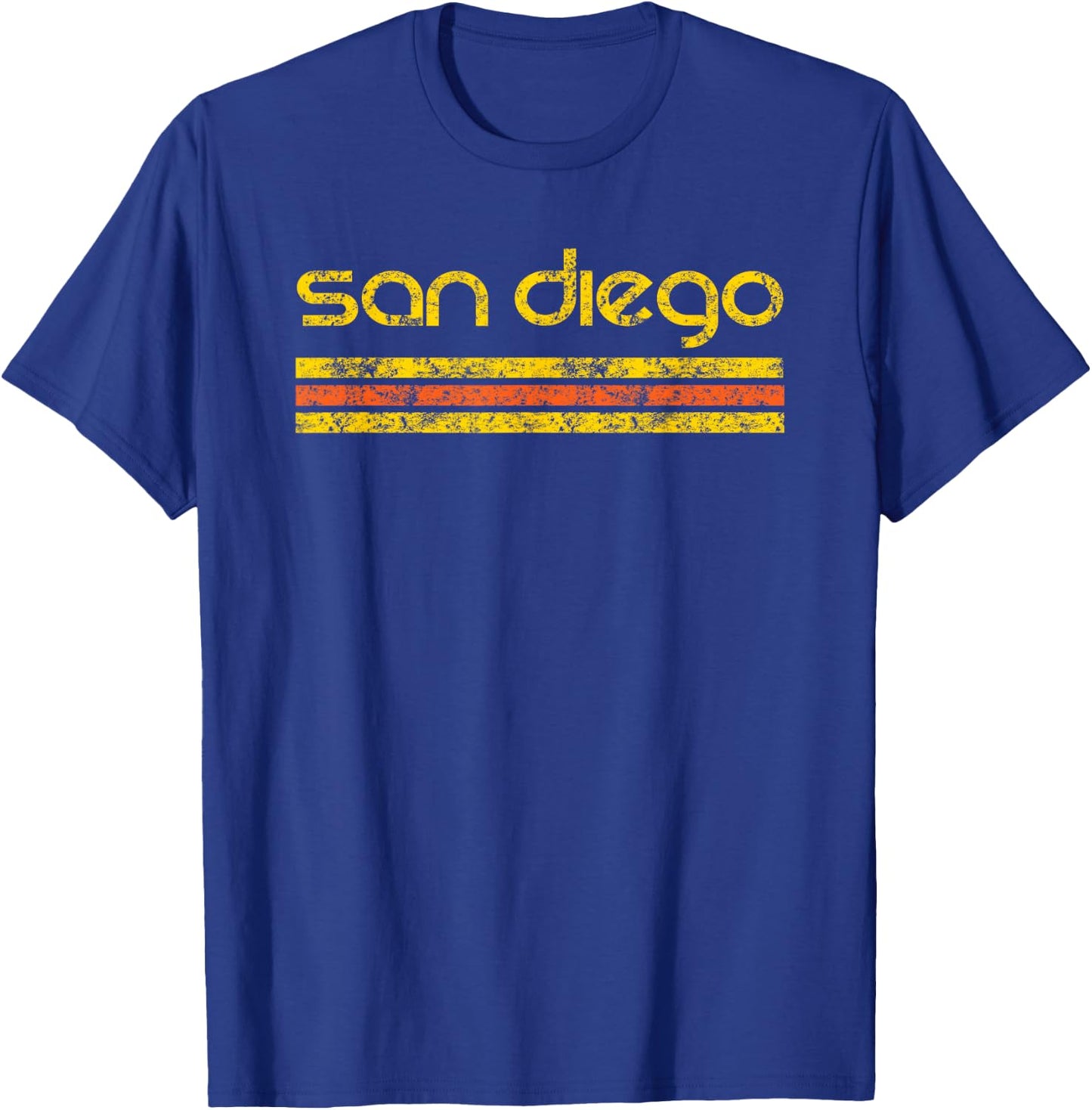 San Diego Retro Vintage Weathered Brown Short Sleeve Classic Fit - Small - -Adults T-Shirt - T-Shirt | Royal