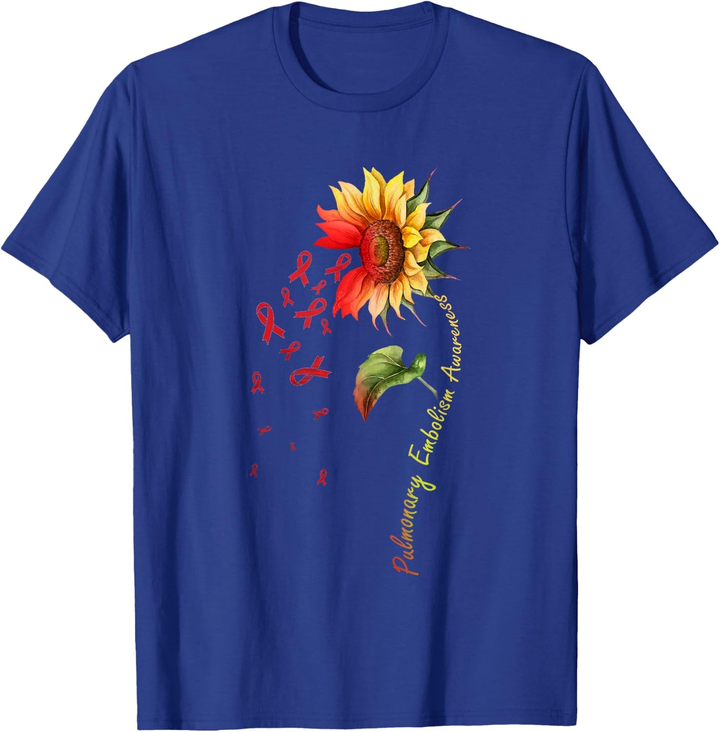 Pulmonary Embolism Awareness Sunflower Shirt T-Shirt - T-Shirt | Royal