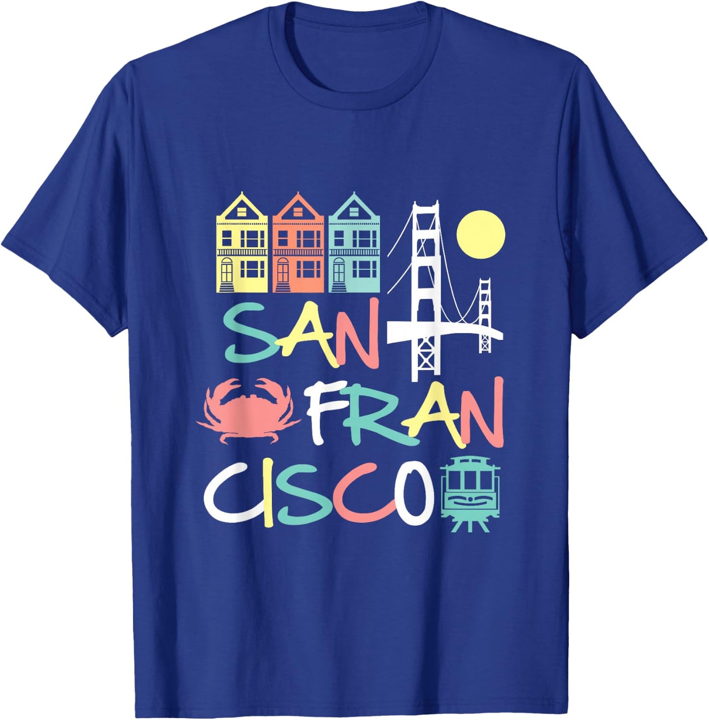 San Francisco Bridge SF Icons Vintage Graphic Dark T-Shirt - T-Shirt | Royal