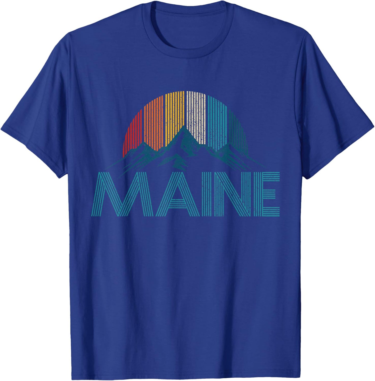 Maine Vintage Retro Mountains Souvenir Gift T-Shirt - T-Shirt | Royal