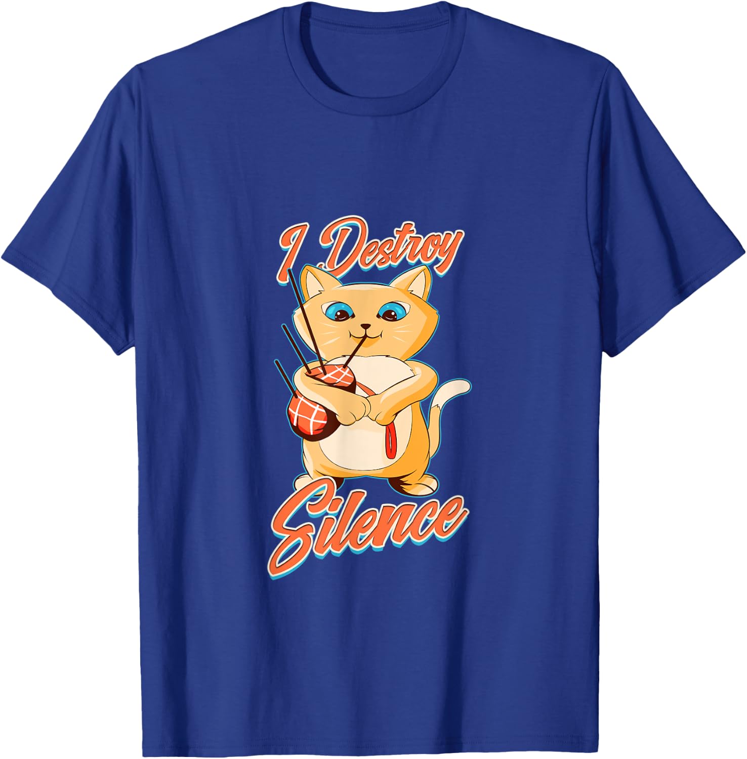 Bagpipe Cat I Destroy Silence Scottish Bagpiper Gift T-Shirt - T-Shirt | Royal