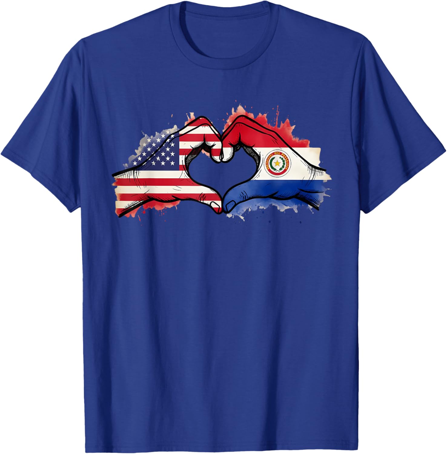 Paraguay Flag Half Paraguayan Half America T-Shirt - T-Shirt | Royal