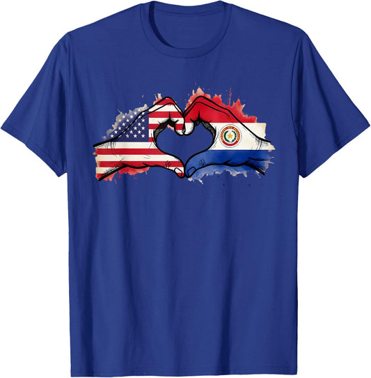 Paraguay Flag Half Paraguayan Half America T-Shirt - T-Shirt | Royal