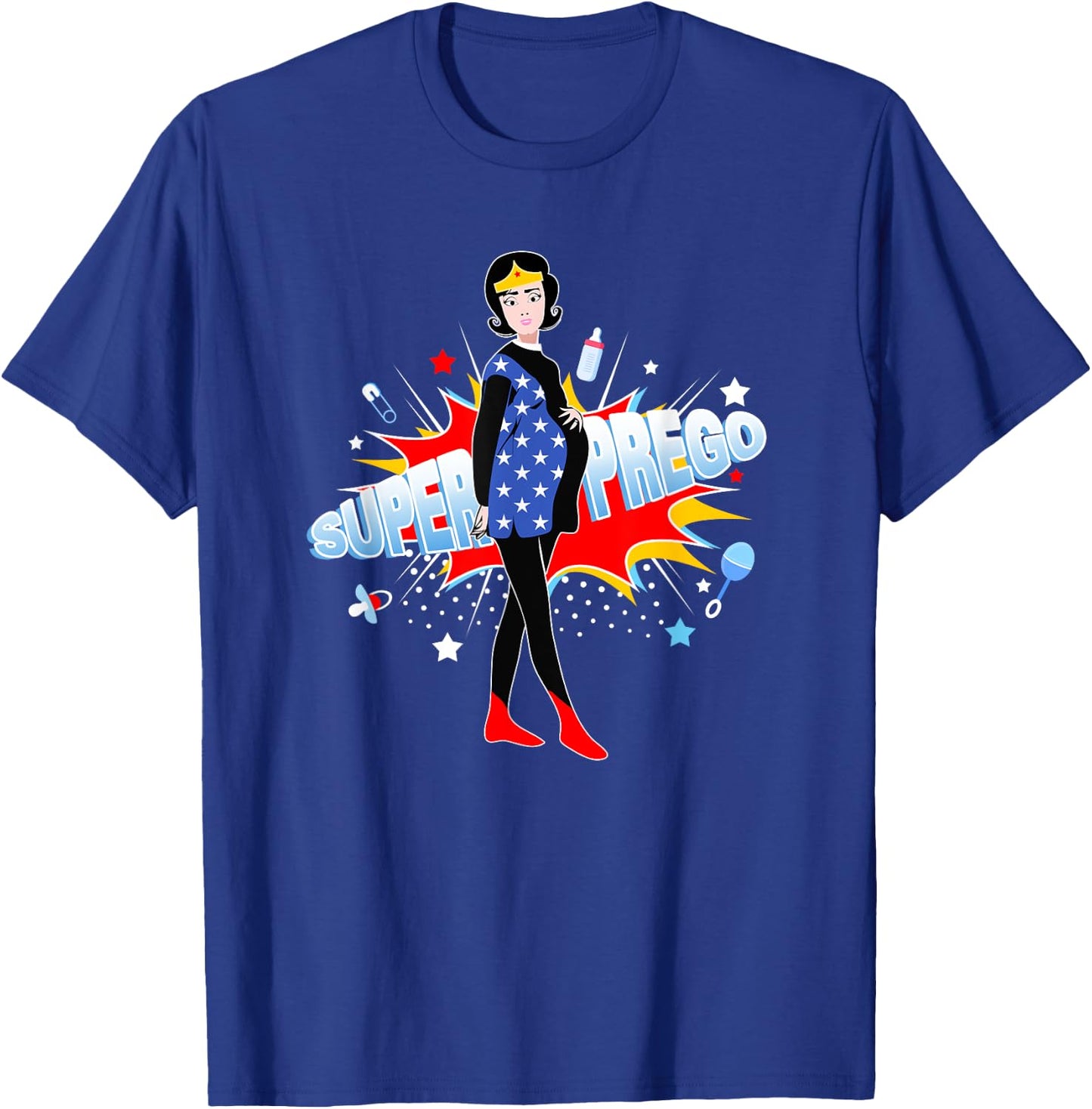 Funny Pregnancy, Super Prego Mom Pregnant T-Shirt - T-Shirt | Royal