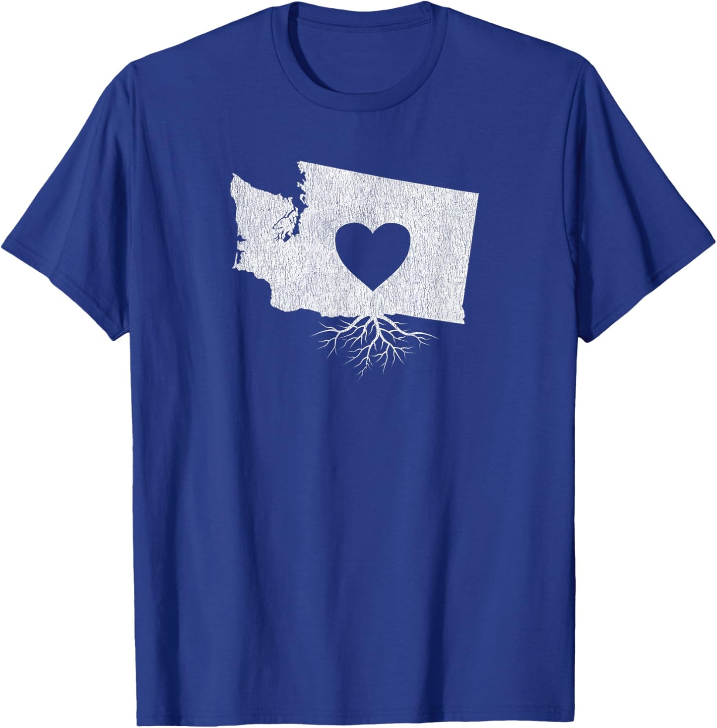 Distressed I Love Washington Heart and Roots T Shirt T-Shirt - T-Shirt | Royal