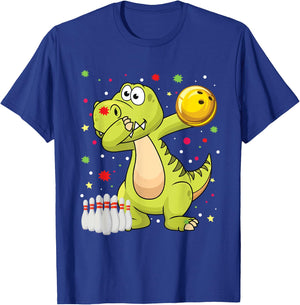 Dabbing Dinosaur Bowling Shirts Funny Bowling Boy Girl T-Shirt - T-Shirt | Royal