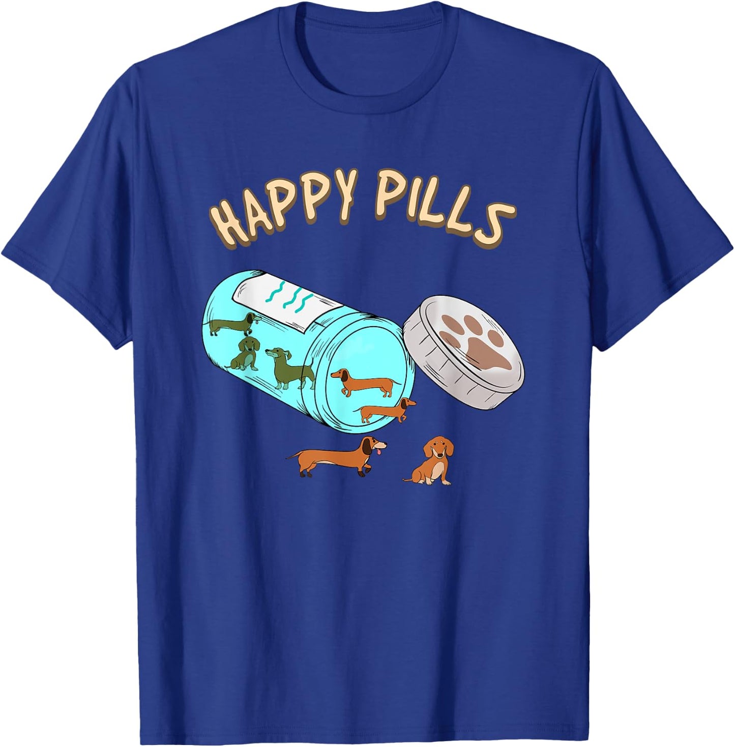 Happy Pills Dachshund Shirt, Dog Lover Gift Women Girls Kids T-Shirt - T-Shirt | Royal