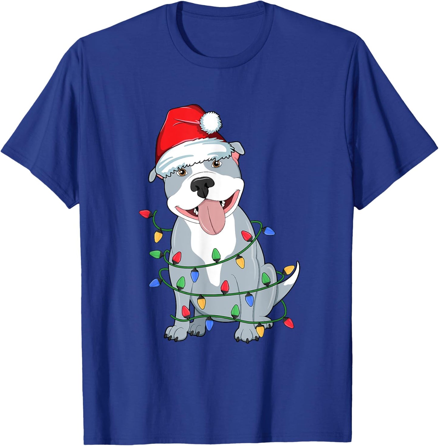 Pitbull Christmas Tree Lights Kawaii Pitty Dog Lover Xmas Men Women Kids T-Shirt - T-Shirt | Royal