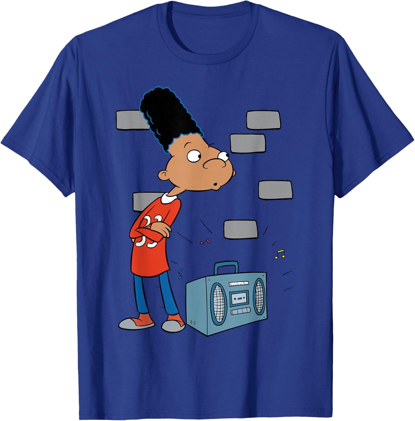 Hey Arnold! Gerald Pose Next To Stereo T-Shirt - T-Shirt | Royal