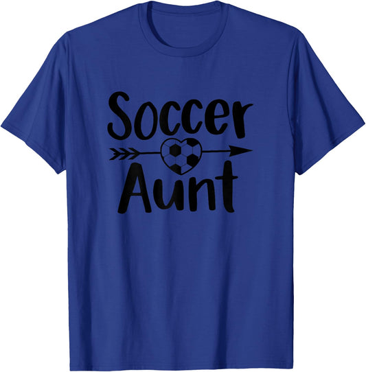 Soccer Aunt Heart Sport Lover Auntie Mother's Day T-Shirt - T-Shirt | Royal