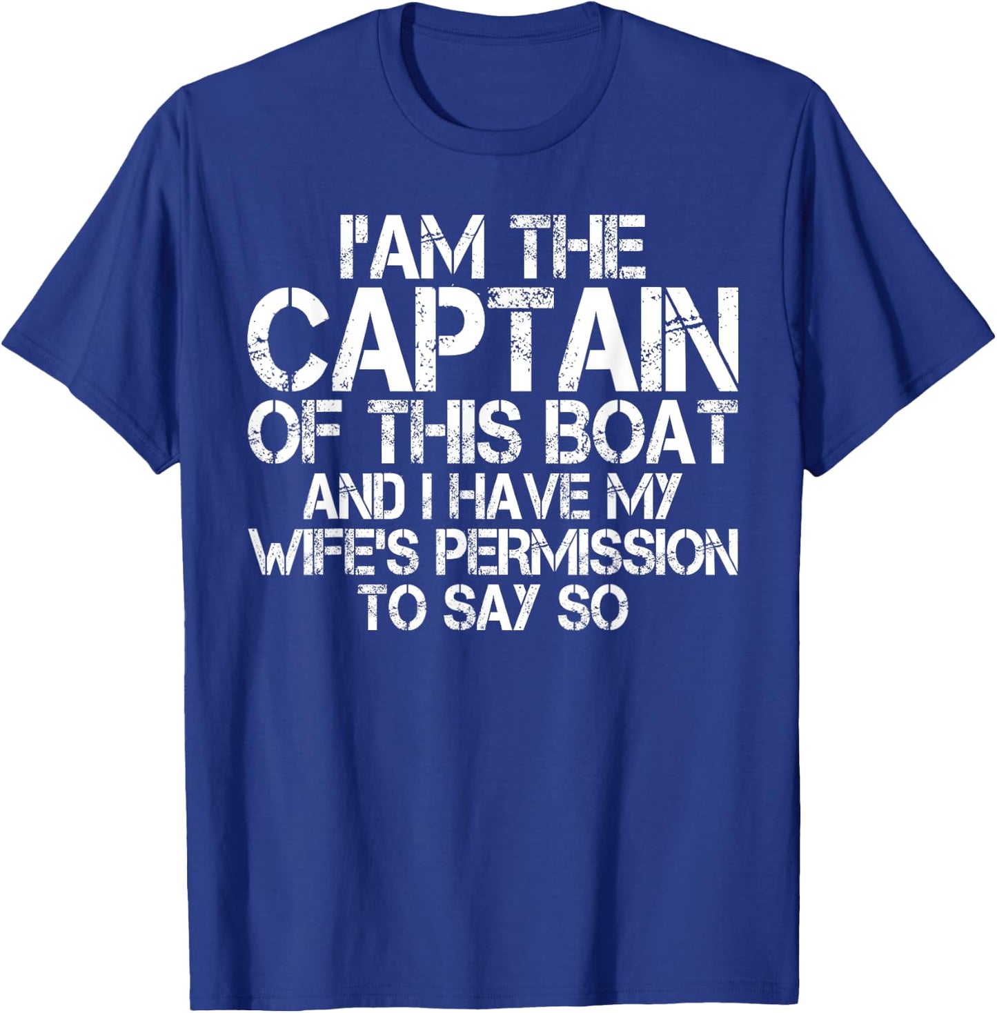Funny Boat Captain Shirt Wife Permission Sea Husband T-Shirt - T-Shirt | Royal