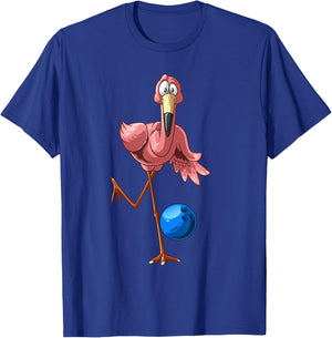 Cool Bowling Flamingo | Funny Shorebirds Lover Player Gift T-Shirt - T-Shirt | Royal