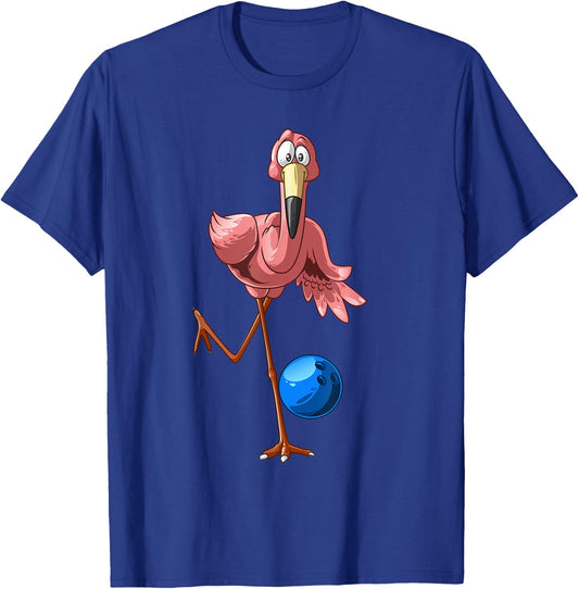 Cool Bowling Flamingo | Funny Shorebirds Lover Player Gift T-Shirt - T-Shirt | Royal
