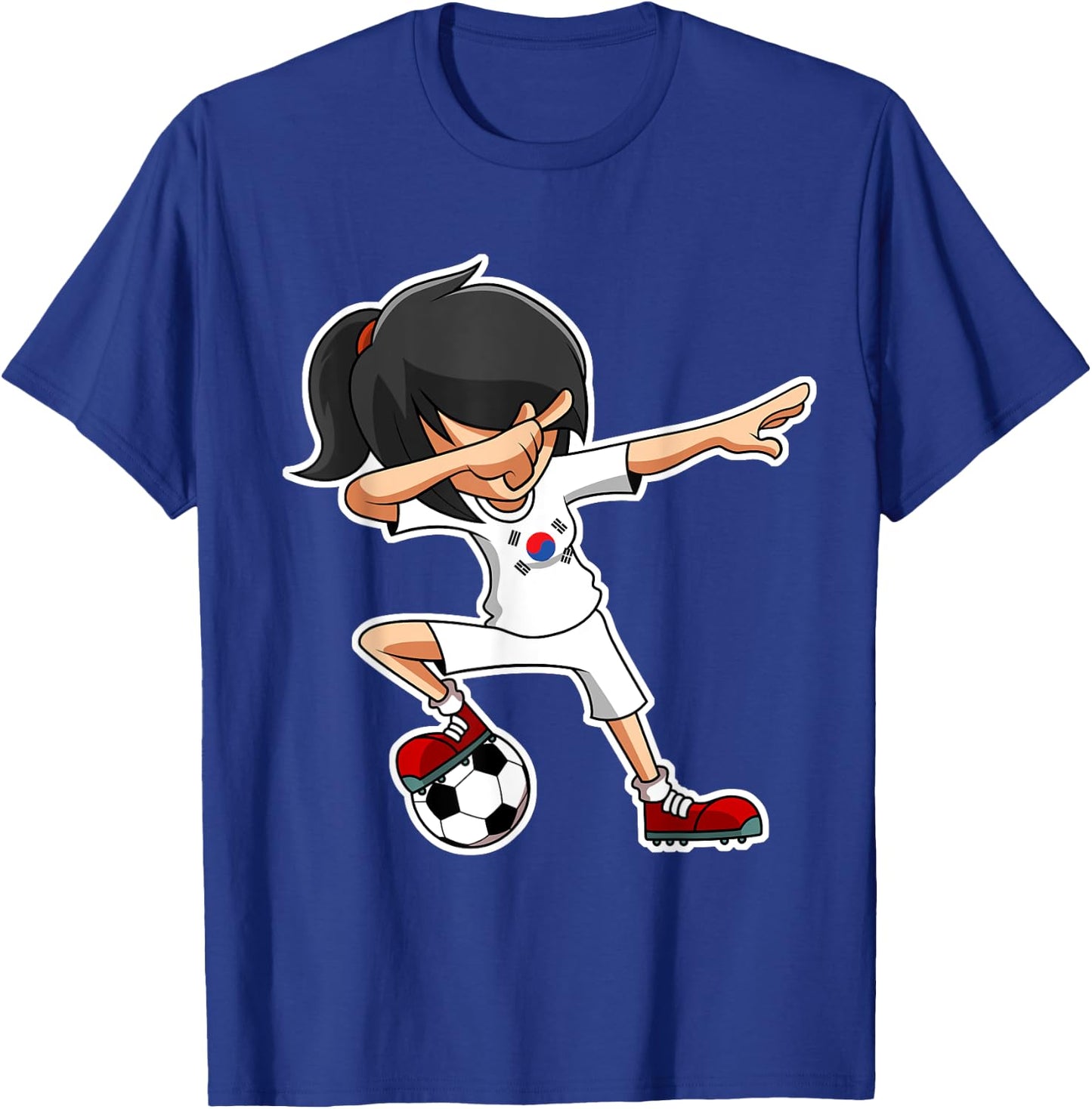 Dabbing Soccer Girl South Korea Shirt, Korean Flag Jersey T-Shirt - T-Shirt | Royal