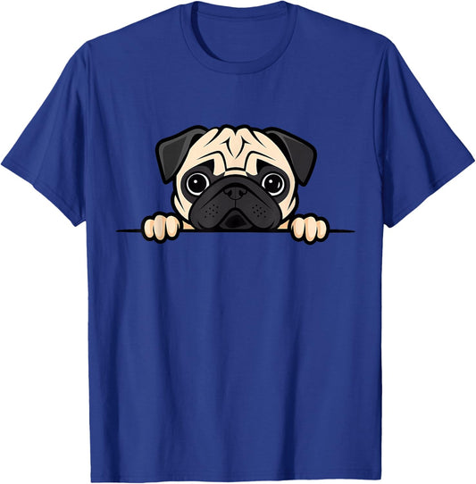 Cute Pug Funny Peeking Pocket Puppy Dog Lover Men Women Kids T-Shirt - T-Shirt | Royal