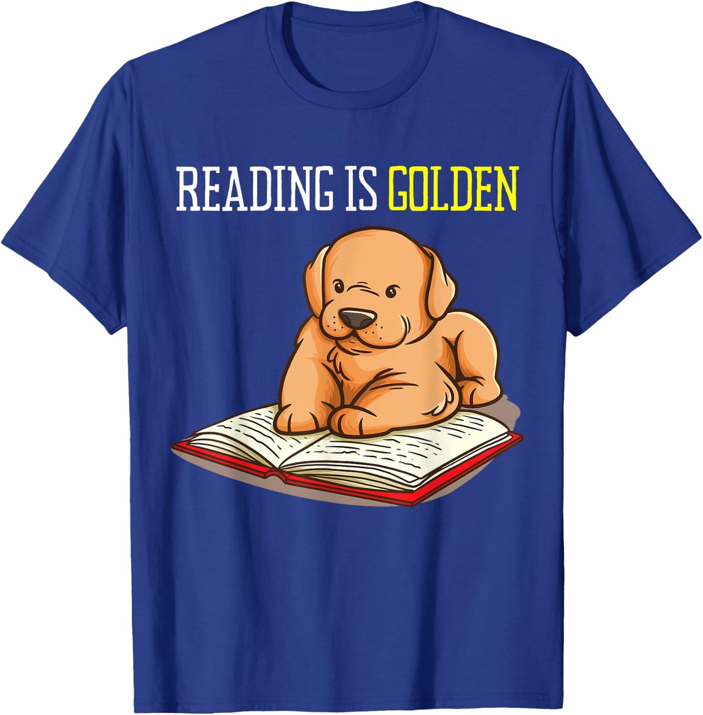 Golden Retriever Book Reading Gift Bookworm Teachers Dog Women Girls Kids T-Shirt - T-Shirt | Royal