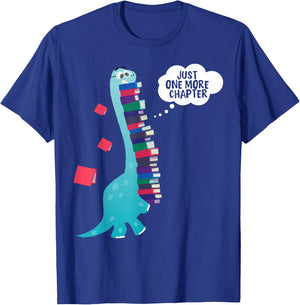 Just One More Chapter T Shirt Cute Dinosaur Book Reading T-Shirt - T-Shirt | Royal