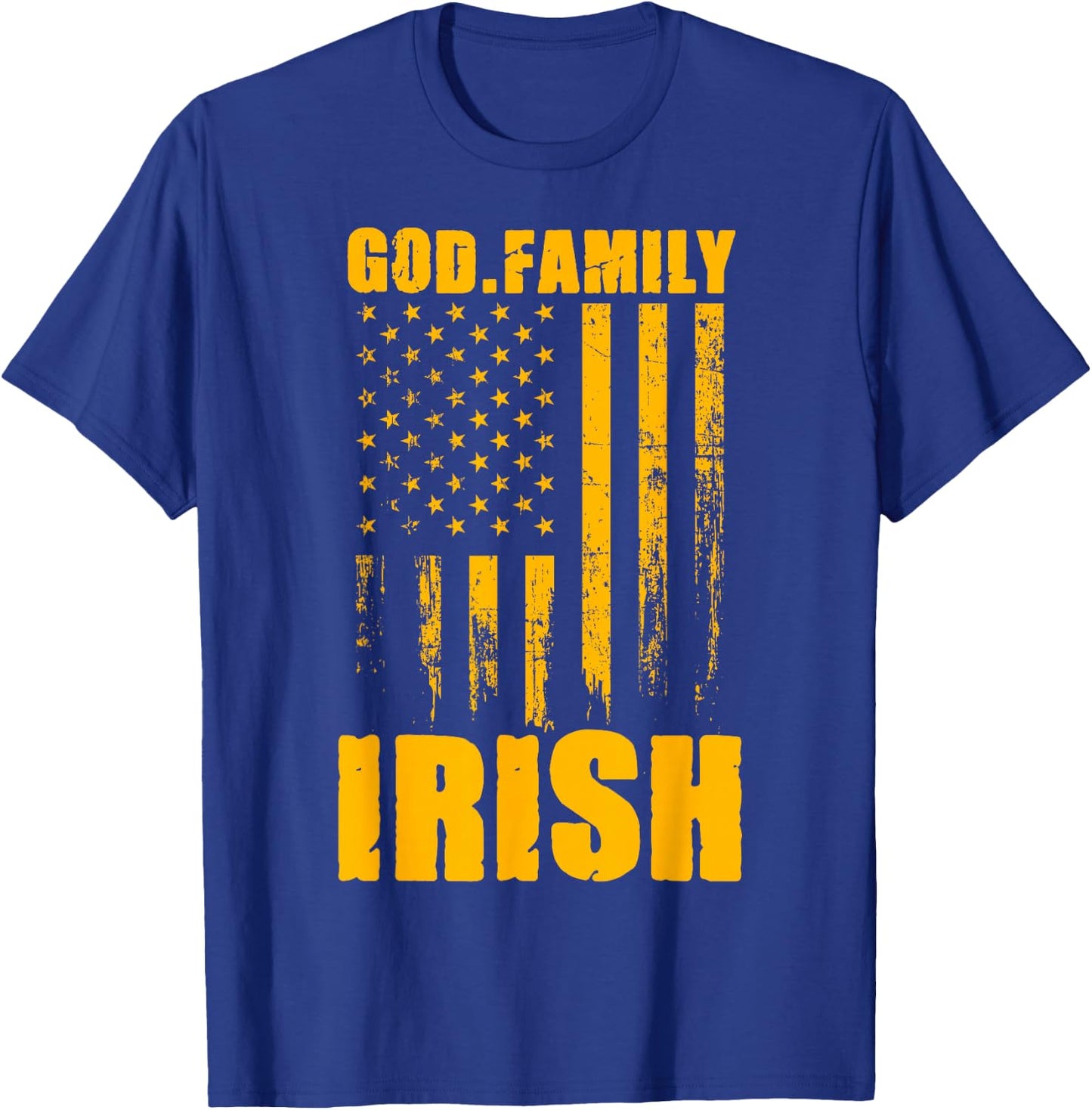 Notre Dame Irish God. Family. Vintage USA Flag T-Shirt - T-Shirt | Royal