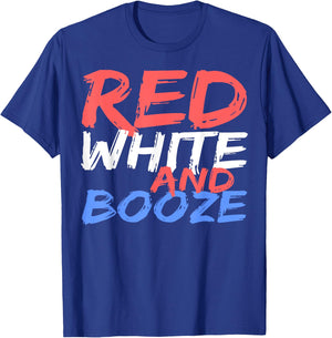 Red White And Booze Shirt Men Women Drinking 4th of July T-Shirt - T-Shirt | Royal