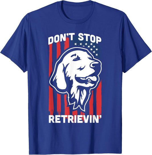Don't Stop Retrieving Shirt American Flag Golden Retriever Kids Men T-Shirt - T-Shirt | Royal